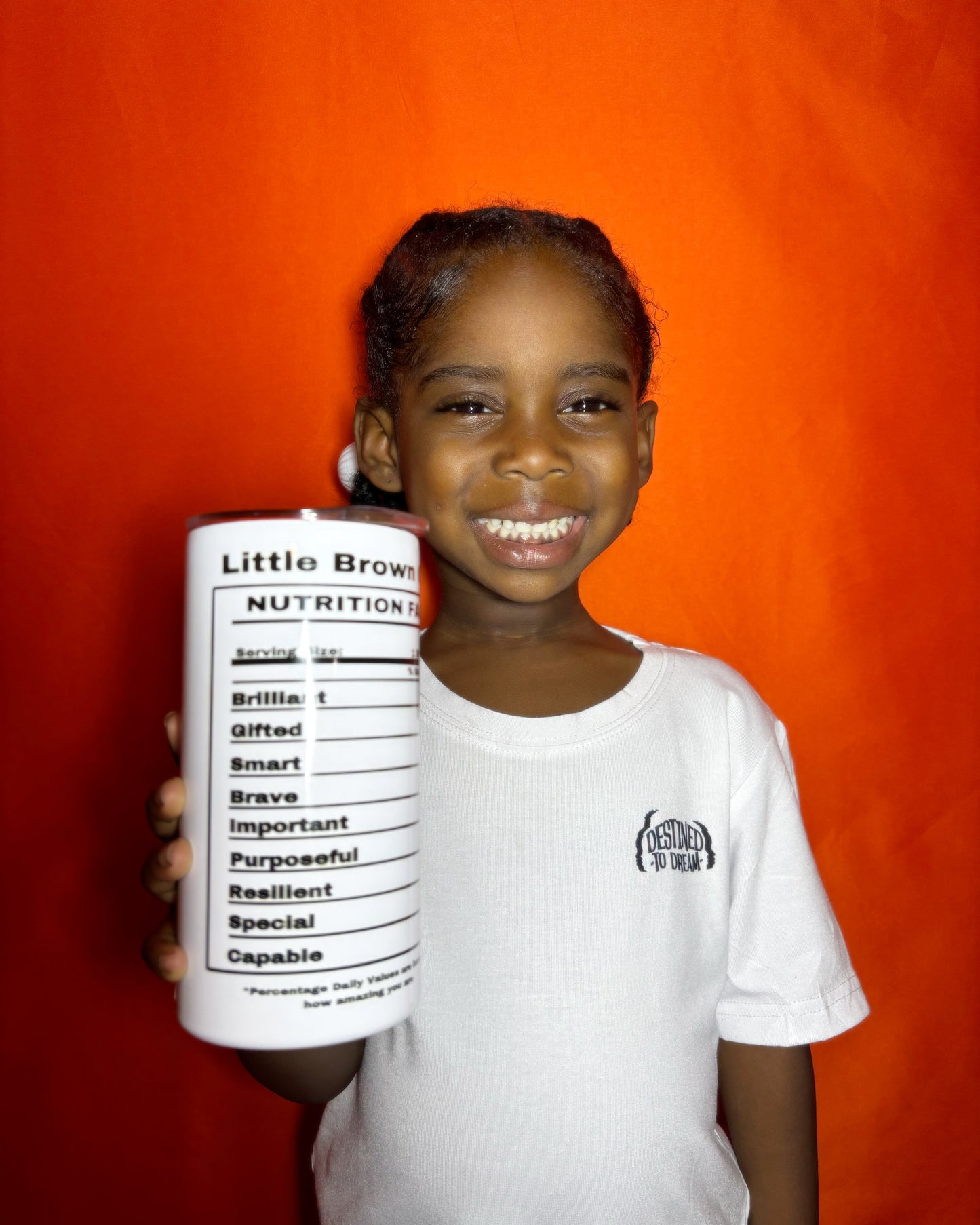 Little Brown Child Nutrition Facts Tumbler Cup